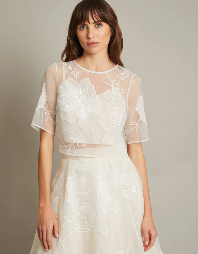 Rosie Lace Floral Bridal Top Ivory